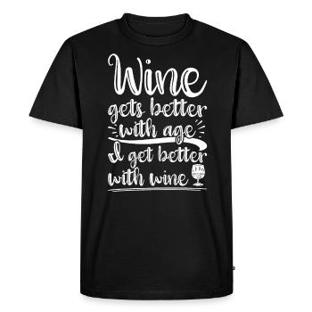 Wine Gets Better With Age Wine Toast - Men's Premium Organic T-Shirt - black - Front - Nico (187cm)