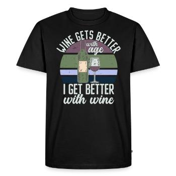 Wine Gets Better With Age Wine Toast - Men's Premium Organic T-Shirt - black - Front - Nico (187cm)