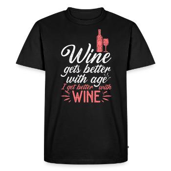 Wine Gets Better With Age Wine Toast - Men's Premium Organic T-Shirt - black - Front - Nico (187cm)