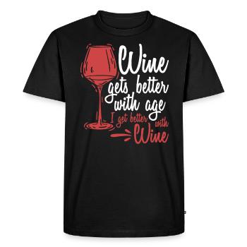 Wine Gets Better With Age Wine Toast - Men's Premium Organic T-Shirt - black - Front - Nico (187cm)