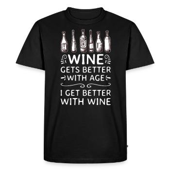 Wine Gets Better With Age Wine Toast - Men's Premium Organic T-Shirt - black - Front - Nico (187cm)