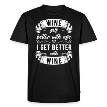 Wine Gets Better With Age Wine Toast - Men's Premium Organic T-Shirt - black - Front - Nico (187cm)
