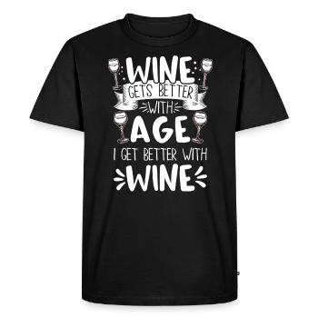 Wine Gets Better With Age Wine Toast - Men's Premium Organic T-Shirt - black - Front - Nico (187cm)