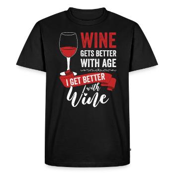 Wine Gets Better With Age Wine Toast - Men's Premium Organic T-Shirt - black - Front - Nico (187cm)