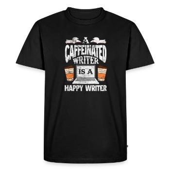 Écrivain de café - T-shirt Premium bio Homme - noir - Devant - Nico (187cm)