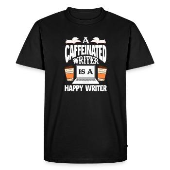 Cafetière Writer Caféine Espresso Cadeau - T-shirt Premium bio Homme - noir - Devant - Nico (187cm)