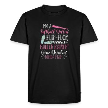 Mère de softball - T-shirt Premium bio Homme - noir - Devant - Nico (187cm)