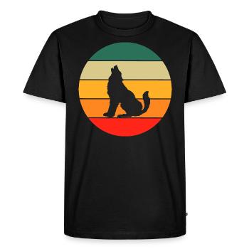 Forest Animal Predator Gift Retro Howling Wolf - Men's Premium Organic T-Shirt - black - Front - Nico (187cm)