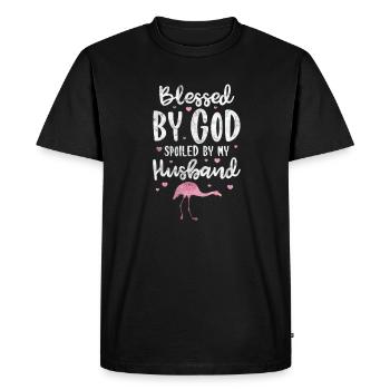 Flamingo God Husband - Men's Premium Organic T-Shirt - black - Front - Nico (187cm)