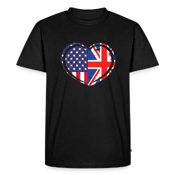Royaume-Uni États-Unis Royaume-Uni Amérique Cadeau - T-shirt Premium bio Homme - noir - Devant - Nico (187cm)