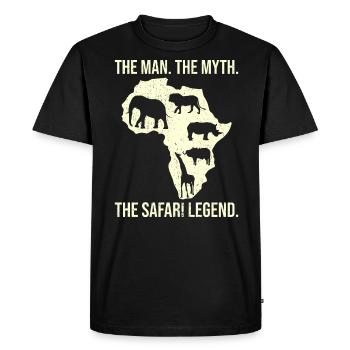 Africa Safari Man Mythe La légende du safari - T-shirt Premium bio Homme - noir - Devant - Nico (187cm)