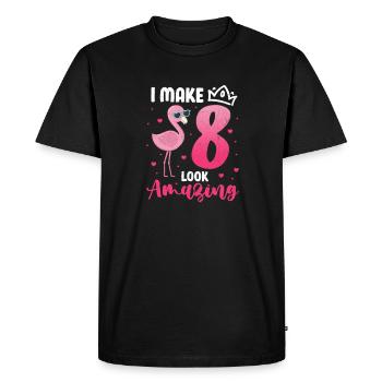 8e anniversaire Flamingo - T-shirt Premium bio Homme - noir - Devant - Nico (187cm)