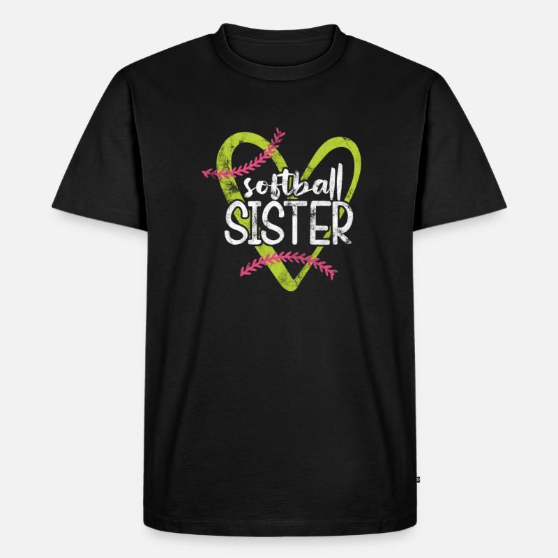 Softball Schwester - Männer Premium Bio T-Shirt - Schwarz