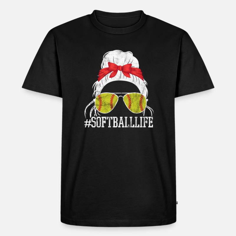 Softball - Männer Premium Bio T-Shirt - Schwarz