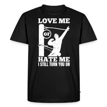 Drôle d’électricien haute tension disant électricité - T-shirt Premium bio Homme - noir - Devant - Nico (187cm)