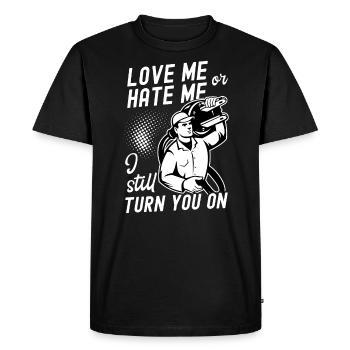 Drôle d’électricien haute tension disant électricité - T-shirt Premium bio Homme - noir - Devant - Nico (187cm)