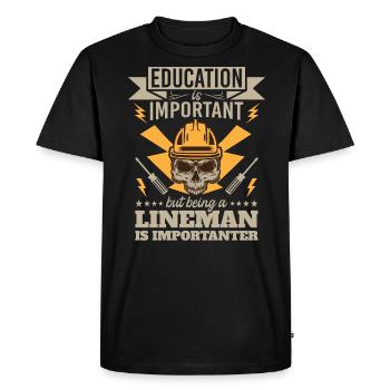Drôle d’électricien haute tension disant électricité - T-shirt Premium bio Homme - noir - Devant - Nico (187cm)
