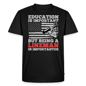 Drôle d’électricien haute tension disant électricité - T-shirt Premium bio Homme - noir - Devant - Nico (187cm)