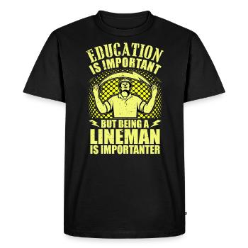 Drôle d’électricien haute tension disant électricité - T-shirt Premium bio Homme - noir - Devant - Nico (187cm)