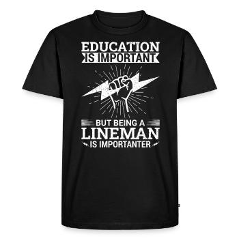 Drôle d’électricien haute tension disant électricité - T-shirt Premium bio Homme - noir - Devant - Nico (187cm)
