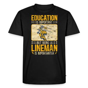 Drôle d’électricien haute tension disant électricité - T-shirt Premium bio Homme - noir - Devant - Nico (187cm)