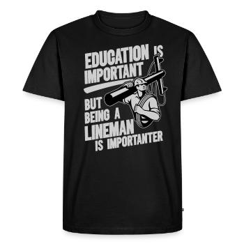 Drôle d’électricien haute tension disant électricité - T-shirt Premium bio Homme - noir - Devant - Nico (187cm)
