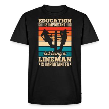 Drôle d’électricien haute tension disant électricité - T-shirt Premium bio Homme - noir - Devant - Nico (187cm)