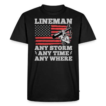 Drôle d’électricien haute tension disant électricité - T-shirt Premium bio Homme - noir - Devant - Nico (187cm)