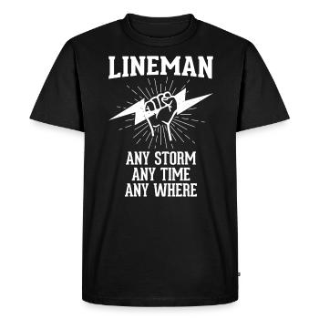 Drôle d’électricien haute tension disant électricité - T-shirt Premium bio Homme - noir - Devant - Nico (187cm)