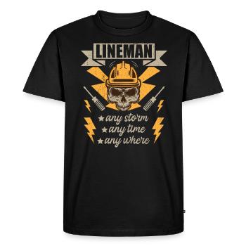 Drôle d’électricien haute tension disant électricité - T-shirt Premium bio Homme - noir - Devant - Nico (187cm)