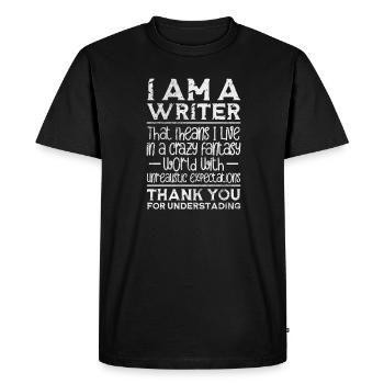 Auteur Auteurs Écrivain Livre Cadeau - T-shirt Premium bio Homme - noir - Devant - Nico (187cm)