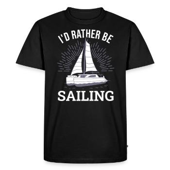 Capitaine de catamaran Je préférerais catamaran à voile - T-shirt Premium bio Homme - noir - Devant - Nico (187cm)