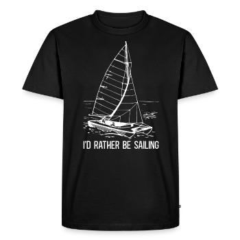 Capitaine de catamaran Je préférerais catamaran à voile - T-shirt Premium bio Homme - noir - Devant - Nico (187cm)