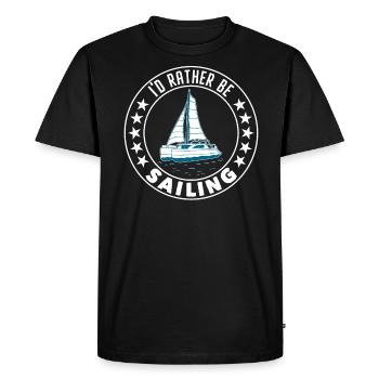 Capitaine de catamaran Je préférerais catamaran à voile - T-shirt Premium bio Homme - noir - Devant - Nico (187cm)