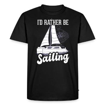Capitaine de catamaran Je préférerais catamaran à voile - T-shirt Premium bio Homme - noir - Devant - Nico (187cm)