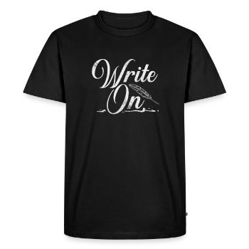 Auteur Auteurs Écrivain Livre Cadeau - T-shirt Premium bio Homme - noir - Devant - Nico (187cm)
