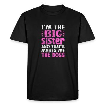 Grande sœur Frère frères et sœurs Cadeau - T-shirt Premium bio Homme - noir - Devant - Nico (187cm)
