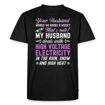 Wife of a high-voltage electrician - Men's Premium Organic T-Shirt - black - Front - Nico (187cm)