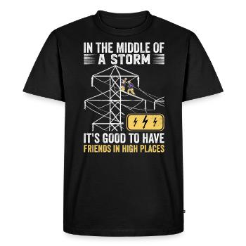 Électricien de lignes électriques - T-shirt Premium bio Homme - noir - Devant - Nico (187cm)