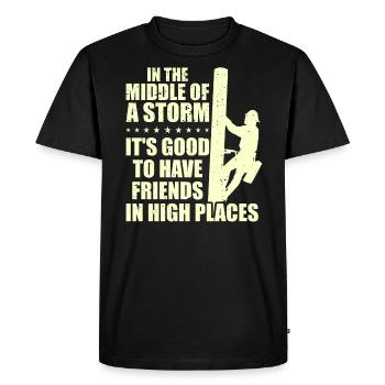 Électricien de lignes électriques - T-shirt Premium bio Homme - noir - Devant - Nico (187cm)