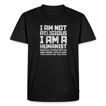 Athéisme athée Anti Religion Dieu Don - T-shirt Premium bio Homme - noir - Devant - Nico (187cm)