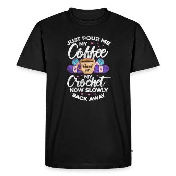 Coudre du café - T-shirt Premium bio Homme - noir - Devant - Nico (187cm)