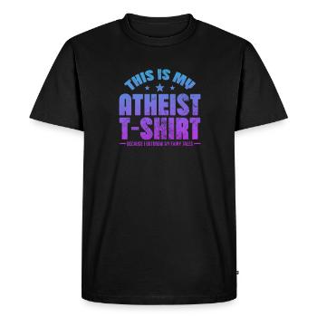 Athéisme athée Anti Religion Dieu Don - T-shirt Premium bio Homme - noir - Devant - Nico (187cm)