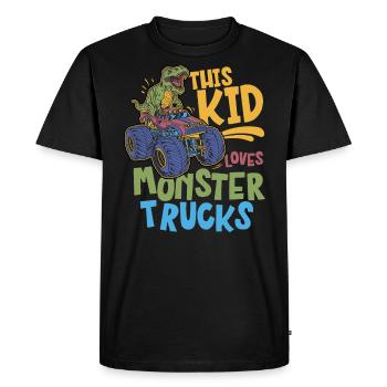 Ce gamin adore les monster trucks - T-shirt Premium bio Homme - noir - Devant - Nico (187cm)