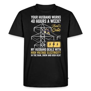 Wife of a high-voltage electrician - Men's Premium Organic T-Shirt - black - Front - Nico (187cm)