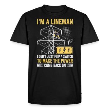 Électricien de lignes électriques - T-shirt Premium bio Homme - noir - Devant - Nico (187cm)