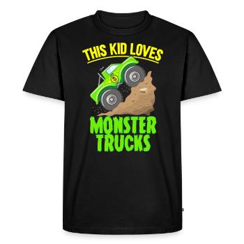 Ce gamin adore les monster trucks - T-shirt Premium bio Homme - noir - Devant - Nico (187cm)