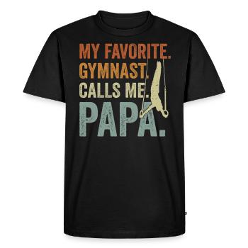 Mon gymnaste préféré m’appelle Papa - T-shirt Premium bio Homme - noir - Devant - Nico (187cm)