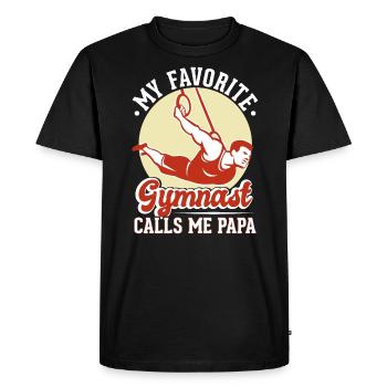 My favorite gymnast calls me Papa - Men's Premium Organic T-Shirt - black - Front - Nico (187cm)