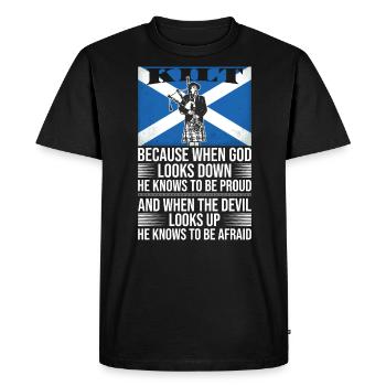 Scottish Kilt Saying Scottish Skirt Scotland - Men's Premium Organic T-Shirt - black - Front - Nico (187cm)